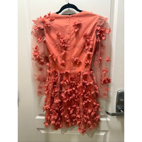 Chic Coral Floral Wedding Dress - Picture 5 of 8
